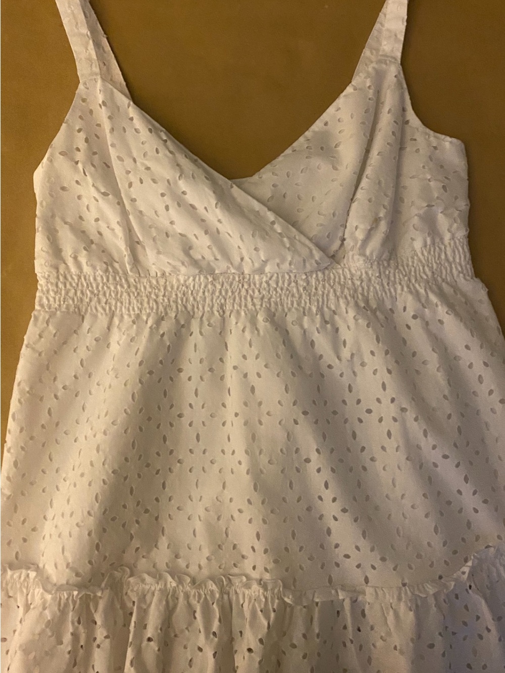 LOFT White Eyelet Smocked Waist Camisole Top